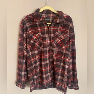Vintage Mountain Ridge Fleece Flannel Quarter Zip